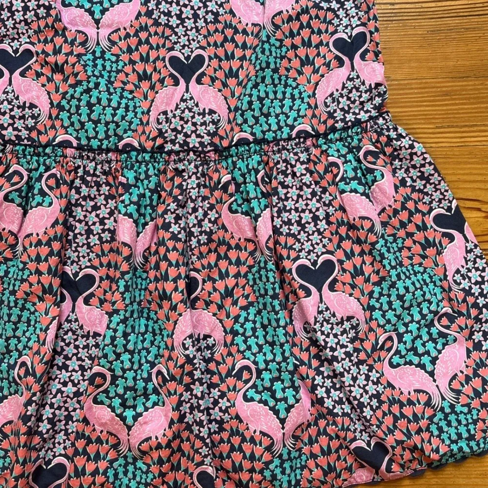 Simply Southern Dress Women Pink‎ Teal Flamingo Floral Drop Waist Boho SIZE M - Picture 3 of 7